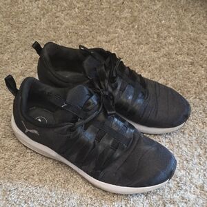 Puma Womens Black Satin Athletic Shoes